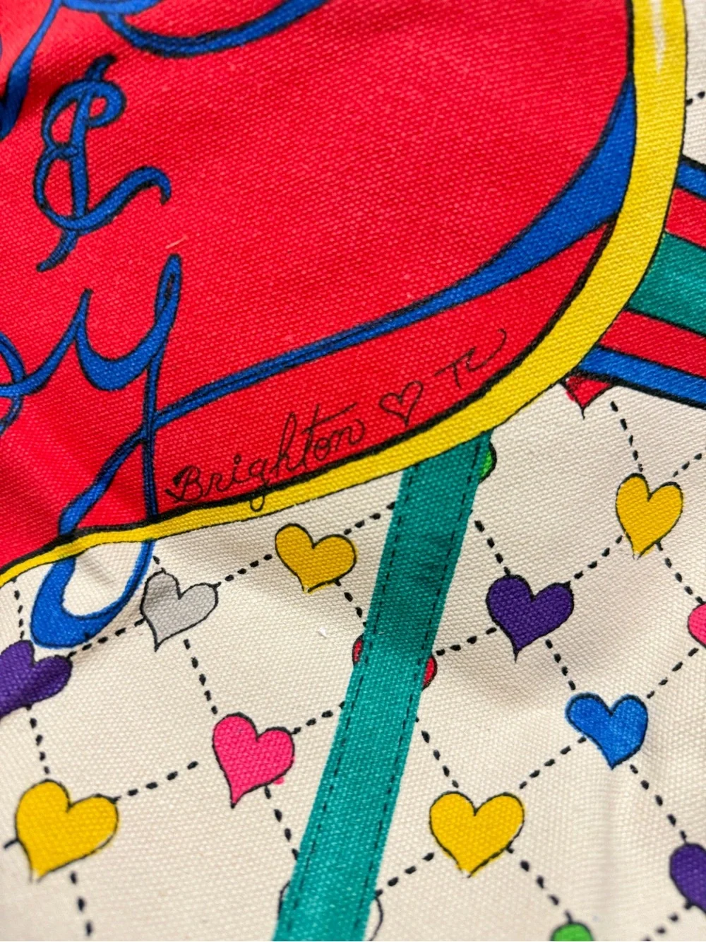 Brighton Multicolor Heart-Print Cosmetic Pouch with Ribbon Accent